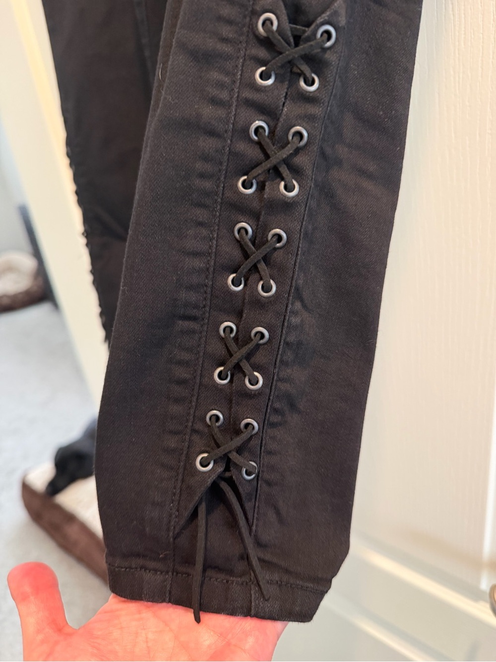 Torrid Black size 12. Skinny Jeggings with Lace-Up Side Detail